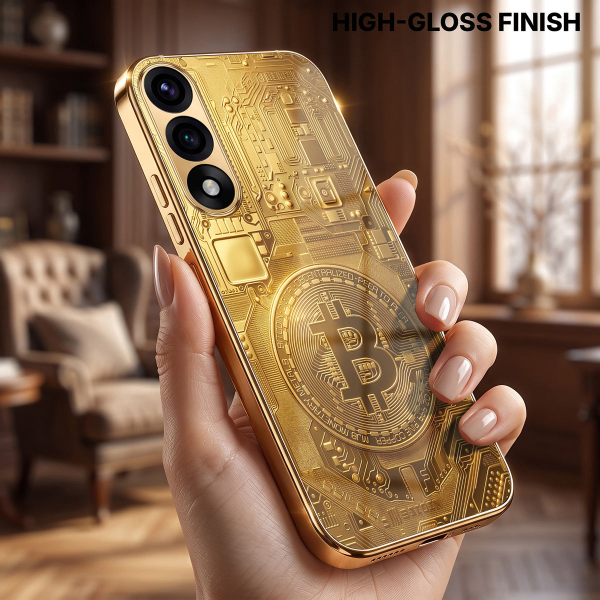 Oneplus Nord 5 5G Bitcoin Gold Electroplated Glass Phone Back Case