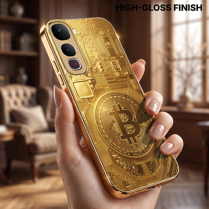 Vivo Y400 Pro 5G Bitcoin Gold Electroplated Glass Phone Back Case