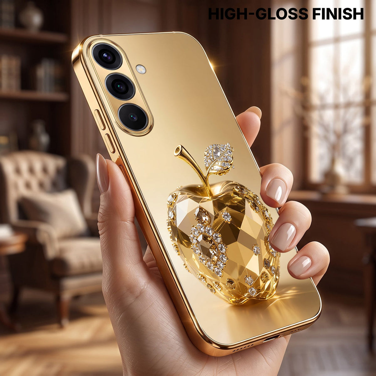 Samsung Galaxy A56 5G Golden Apple Gold Electroplated Glass Phone Back Case