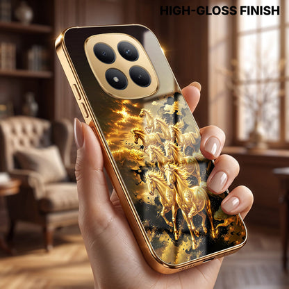 Redmi Note 15 Pro+ 5G Celestial Seven Horses Gold Electroplated Glass Phone Back Case