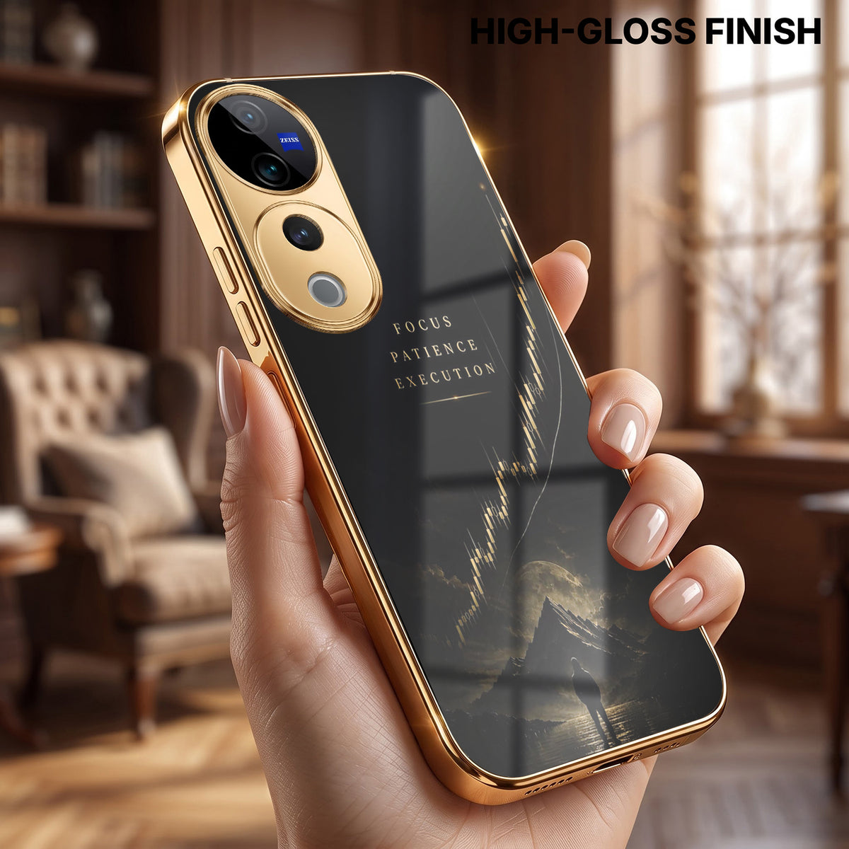Vivo V40 Pro 5G Focus Electroplated Gold Electroplated Glass Phone Back Case