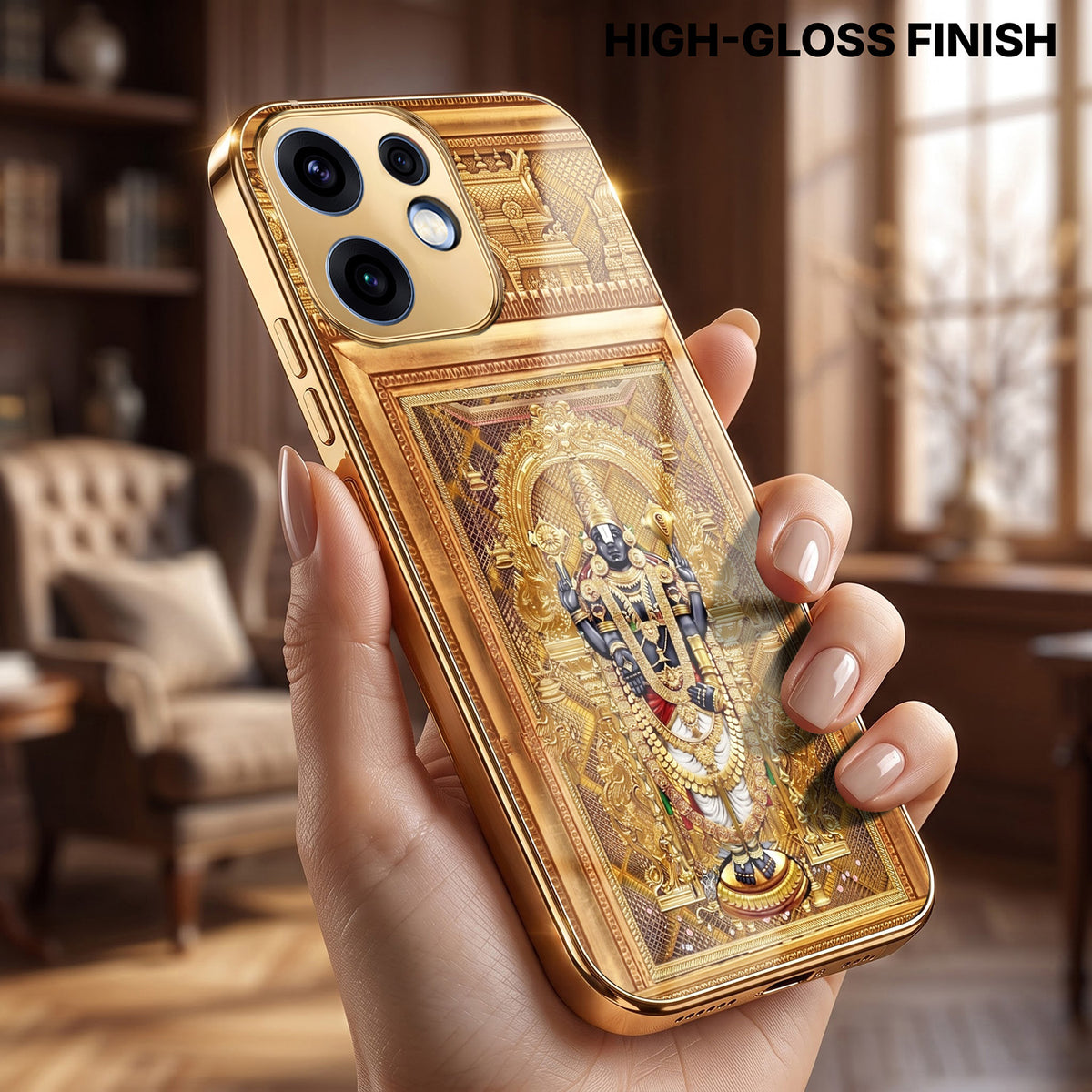 Oppo Reno 16 5G Premium Heritage Gold Electroplated Glass Phone Back Case