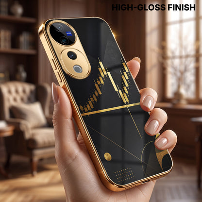 Vivo V40 Pro 5G Trading Candles Gold Electroplated Glass Phone Back Case