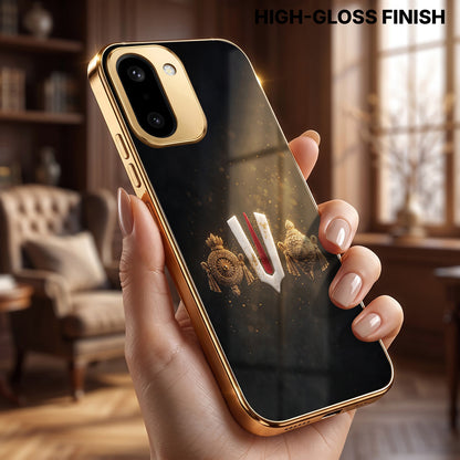 OnePlus 15R 5G Royal Heritage Edition Gold Electroplated Glass Phone Back Case