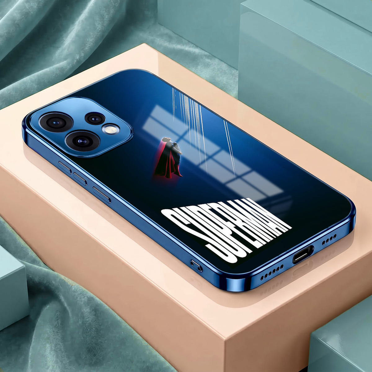 Oppo Reno 15 5G Superman Blue Electroplated Glass Phone Back Case