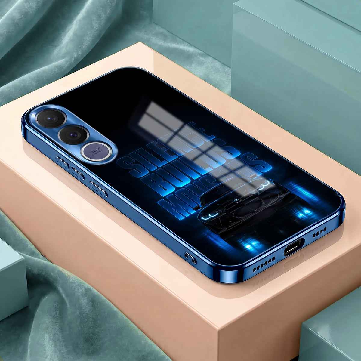 Vivo V70 FE 5G Silence Build Monsters Blue Electroplated Glass Phone Back Case