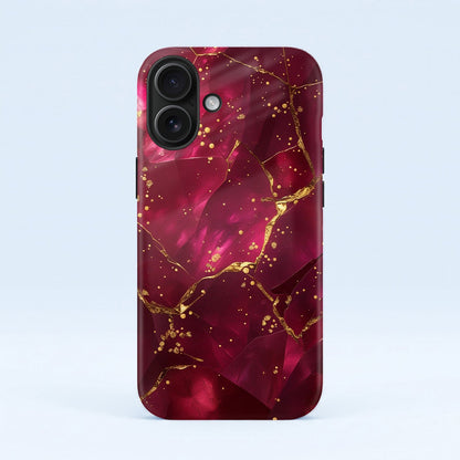 iPhone 16 5G Luxury Crimson Marble Protective Case