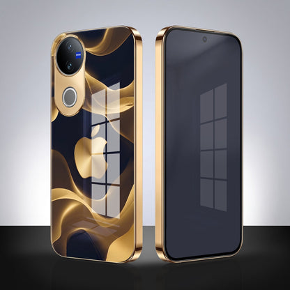Vivo V50 5G Luxury Wave Gold Electroplated Glass Phone Back Case