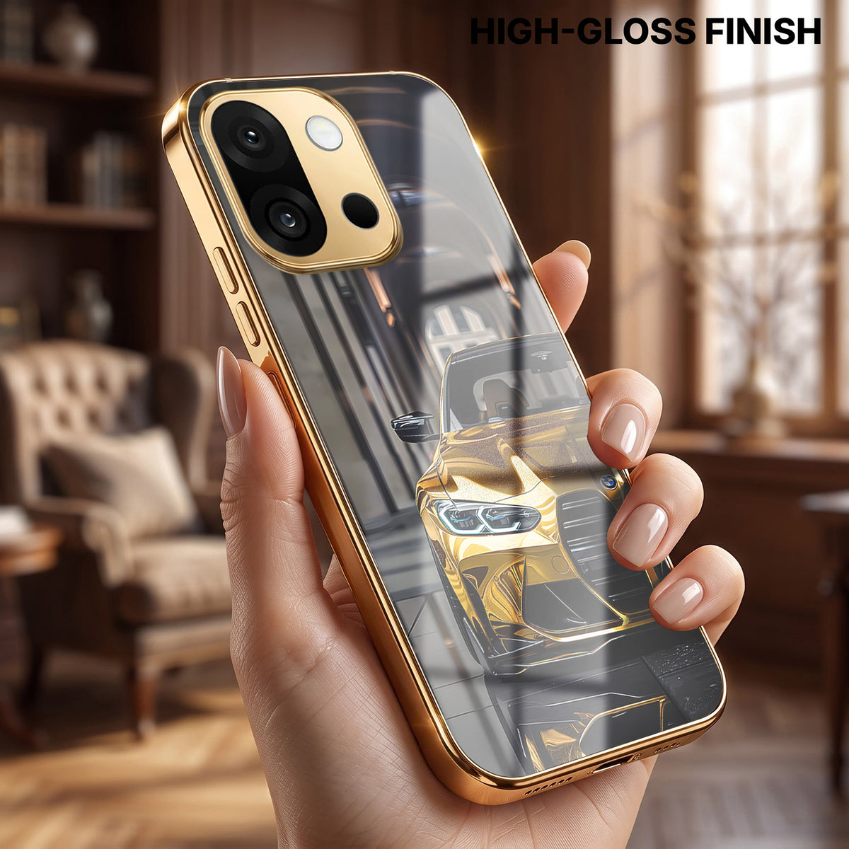 OnePlus 13s 5G Golden BMW Gold Electroplated Glass Phone Back Case