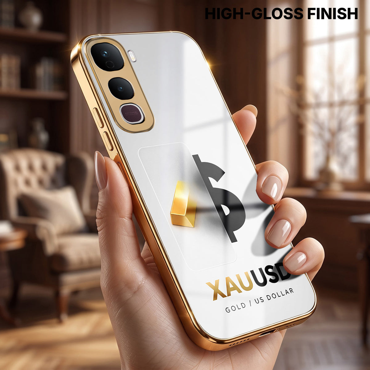 Vivo Y400 Pro 5G Luxury XAU/USD Gold Electroplated Glass Phone Back Case