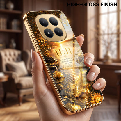 Redmi Note 15 Pro+ 5G 11:11 Manifestation Gold Electroplated Glass Phone Back Case