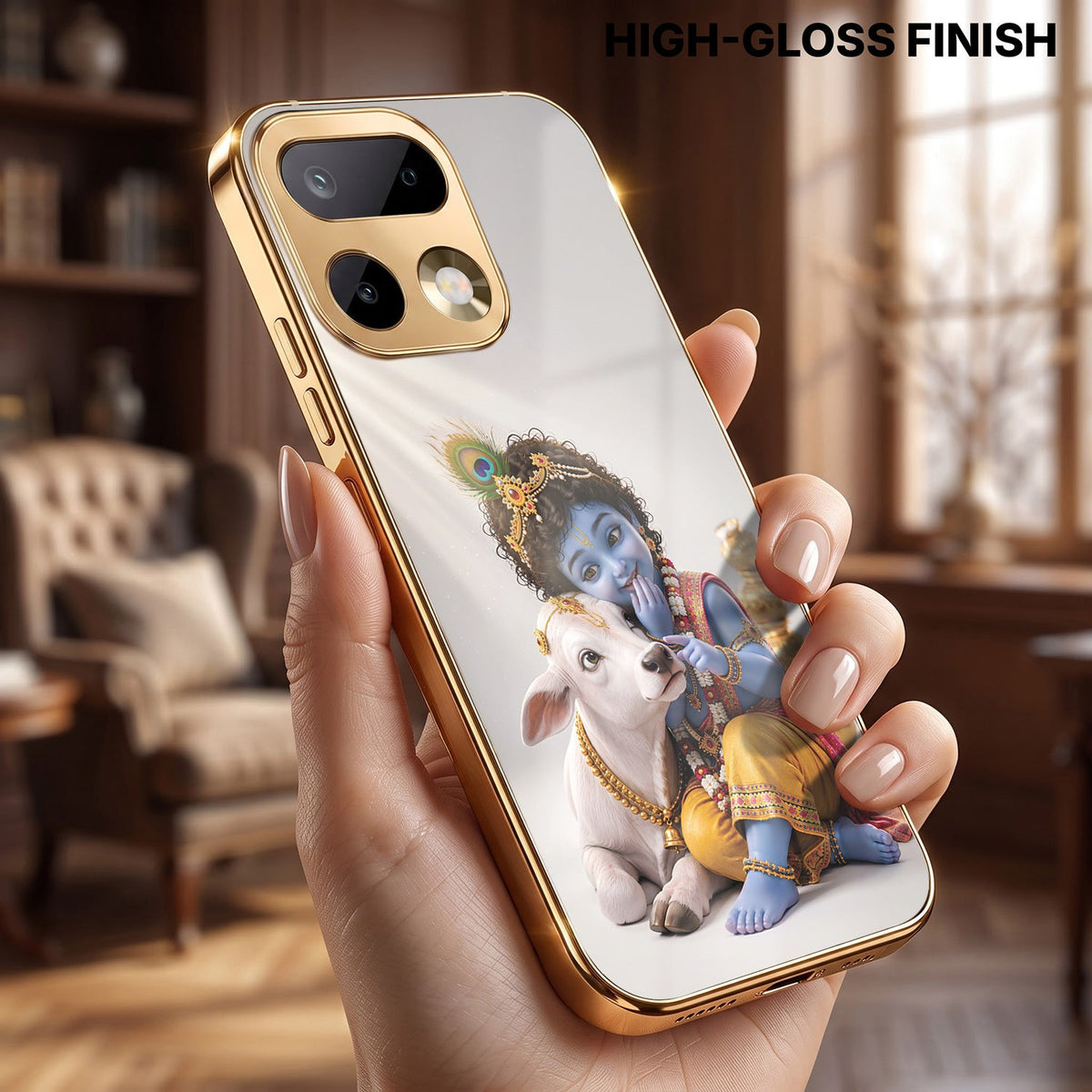 Realme 16 Pro+ 5G Bal Krishna Blessings Gold Electroplated Glass Phone Back Case