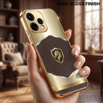 Oppo Reno 15 5G Dragon Crest Gold Electroplated Glass Phone Back Case