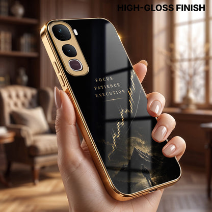 Vivo Y400 Pro 5G Focus Gold Electroplated Glass Phone Back Case