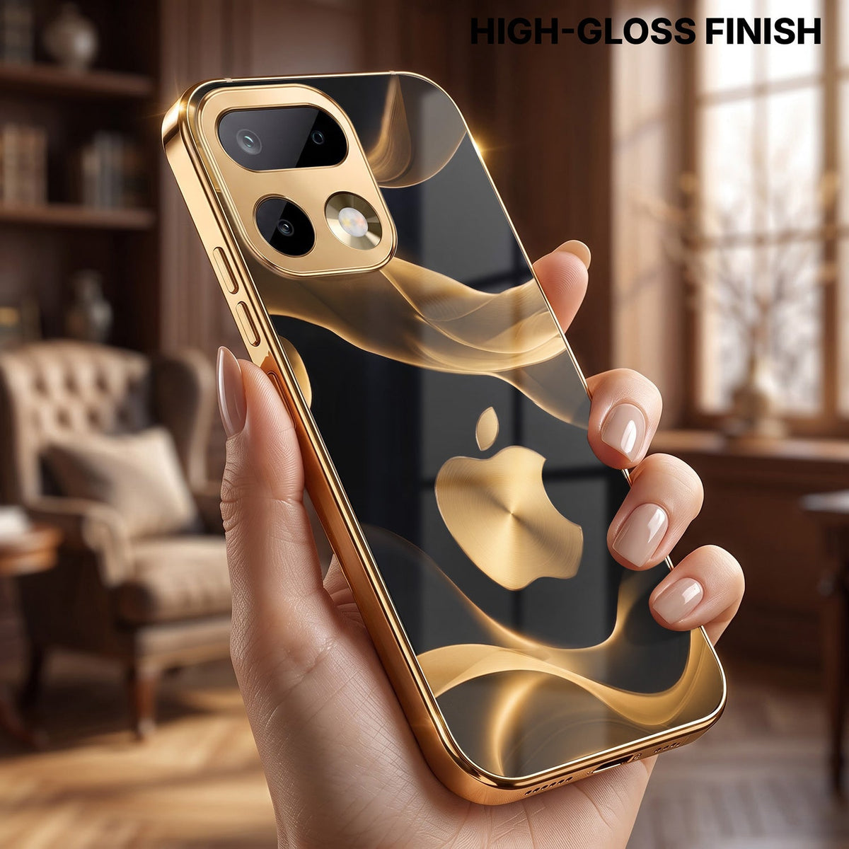 Realme 16 Pro+ 5G Luxury Wave Gold Electroplated Glass Phone Back Case