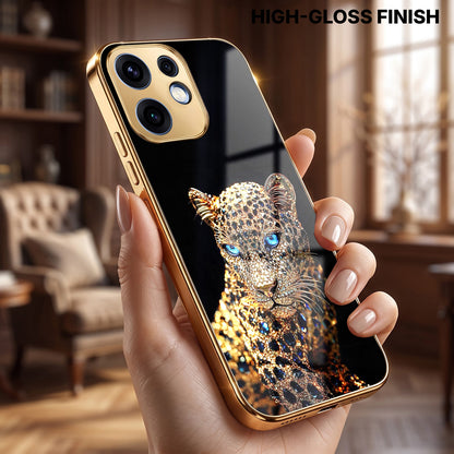 Oppo Reno 16 5G Panther Gold Electroplated Glass Phone Back Case