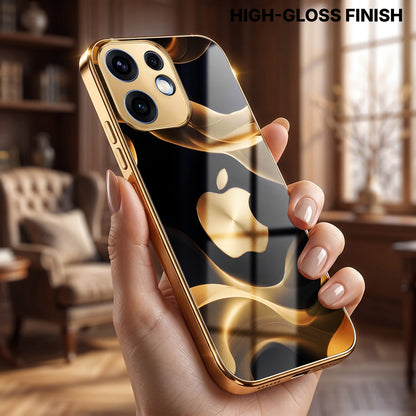 Oppo Reno 16 5G Luxury Wave Gold Electroplated Glass Phone Back Case