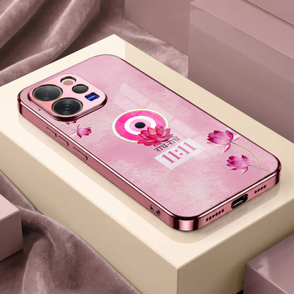 Vivo V70 5G Luxury Radhe Radhe 11:11 Pink Electroplated Glass Phone Back Case