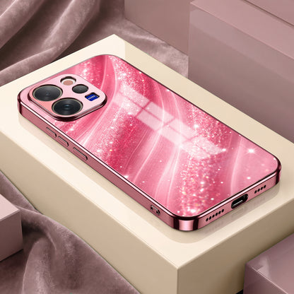 Vivo V70 5G Luxury Glitter Wave Pink Electroplated Glass Phone Back Case