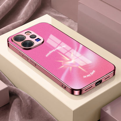 Vivo V70 5G Luxury Glowing Heart Pink Electroplated Glass Phone Back Case