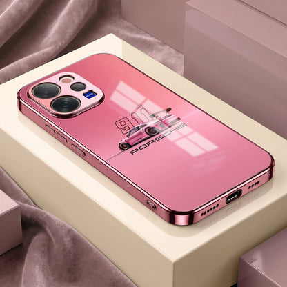 Vivo V70 5G Luxury Porsche 911 Pink Electroplated Glass Phone Back Case