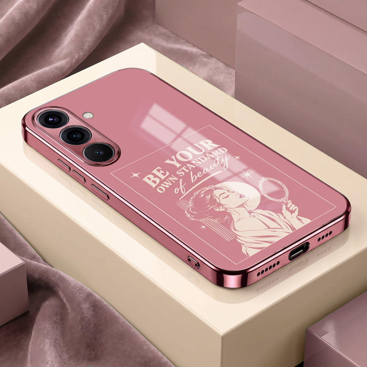 Samsung Galaxy A36 5G Luxury Aesthetic Girl Pink Electroplated Glass Phone Back Case