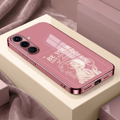 Samsung Galaxy A36 5G Luxury Aesthetic Girl Pink Electroplated Glass Phone Back Case