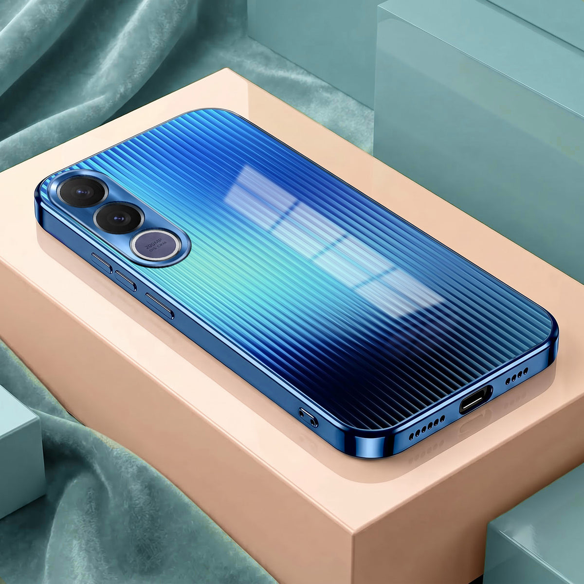 Vivo V70 FE 5G Aureon X1 Blue Electroplated Glass Phone Back Case