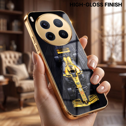 Vivo X300 Pro 5G F1 Racing Car Gold Electroplated Glass Phone Back Case
