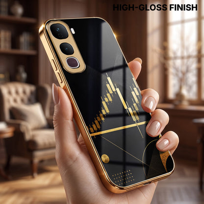 Vivo Y400 Pro 5G Trading Candles Gold Electroplated Glass Phone Back Case