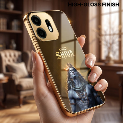 OnePlus N6 5G Lord Shiva Gold Electroplated Glass Phone Back Case