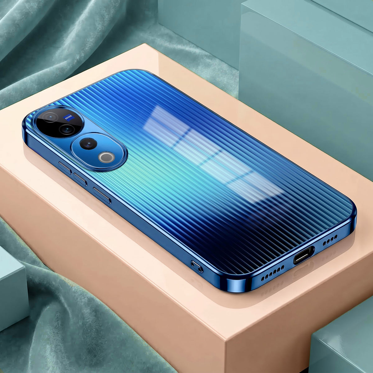 Vivo V40 Pro 5G Aureon X1 Blue Electroplated Glass Phone Back Case