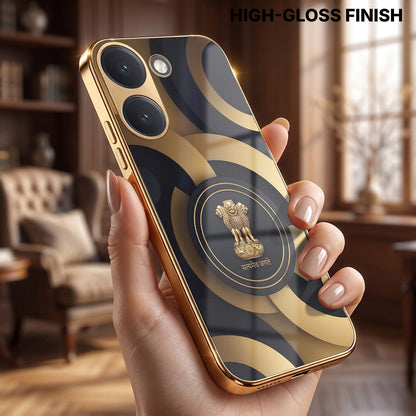 Poco X8 Pro 5G Royal Emblem Gold Electroplated Glass Phone Back Case