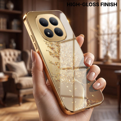 Redmi Note 15 Pro+ 5G Golden Tree Gold Electroplated Glass Phone Back Case