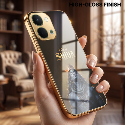 Vivo T5x 5G Lord Shiva Gold Electroplated Glass Phone Back Case