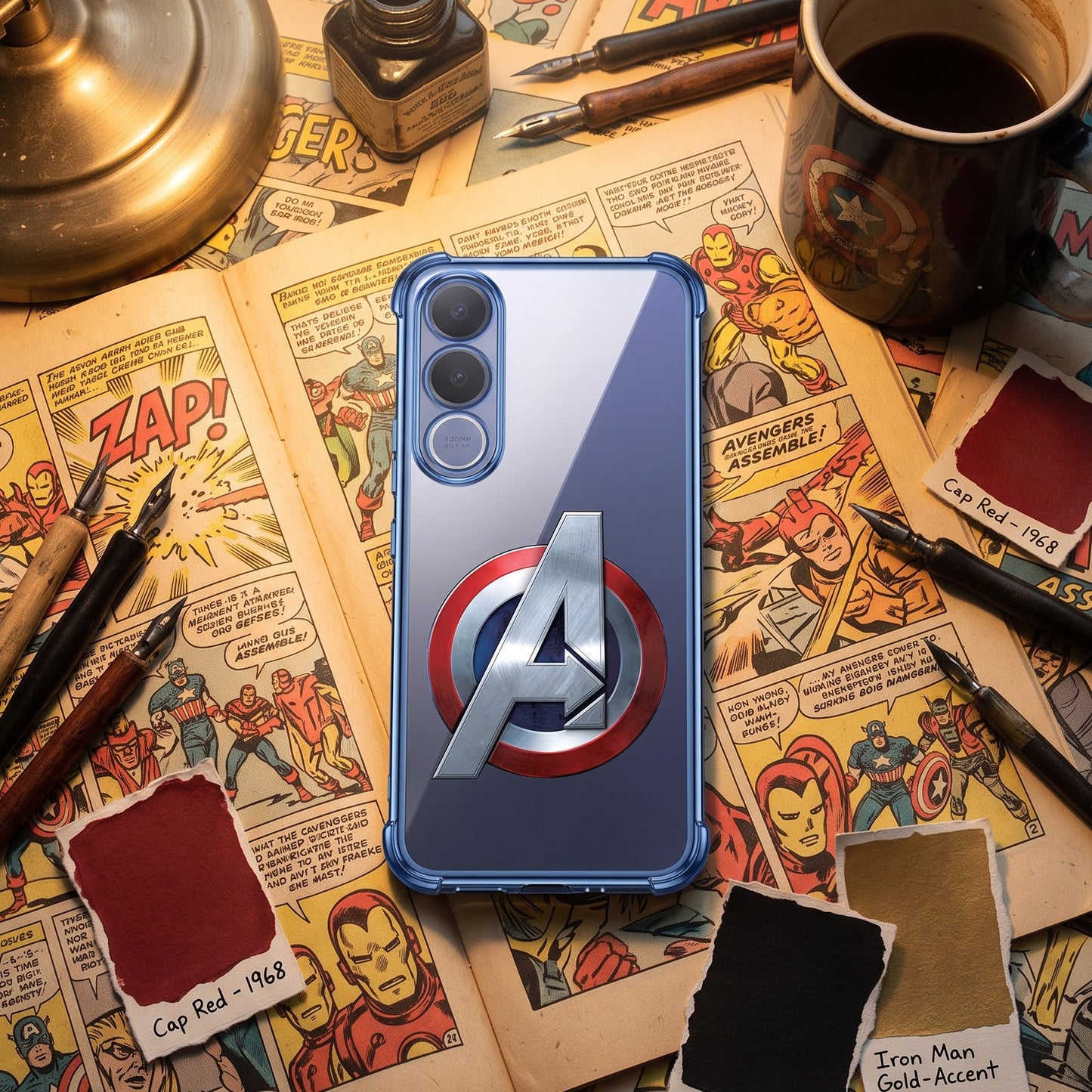 Vivo V70 FE 5G Premium 3D Spot UV Avengers Sticker Shockproof Airbags Case