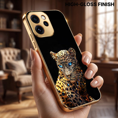 Oppo Reno 15 Pro Mini 5G Panther Gold Electroplated Glass Phone Back Case