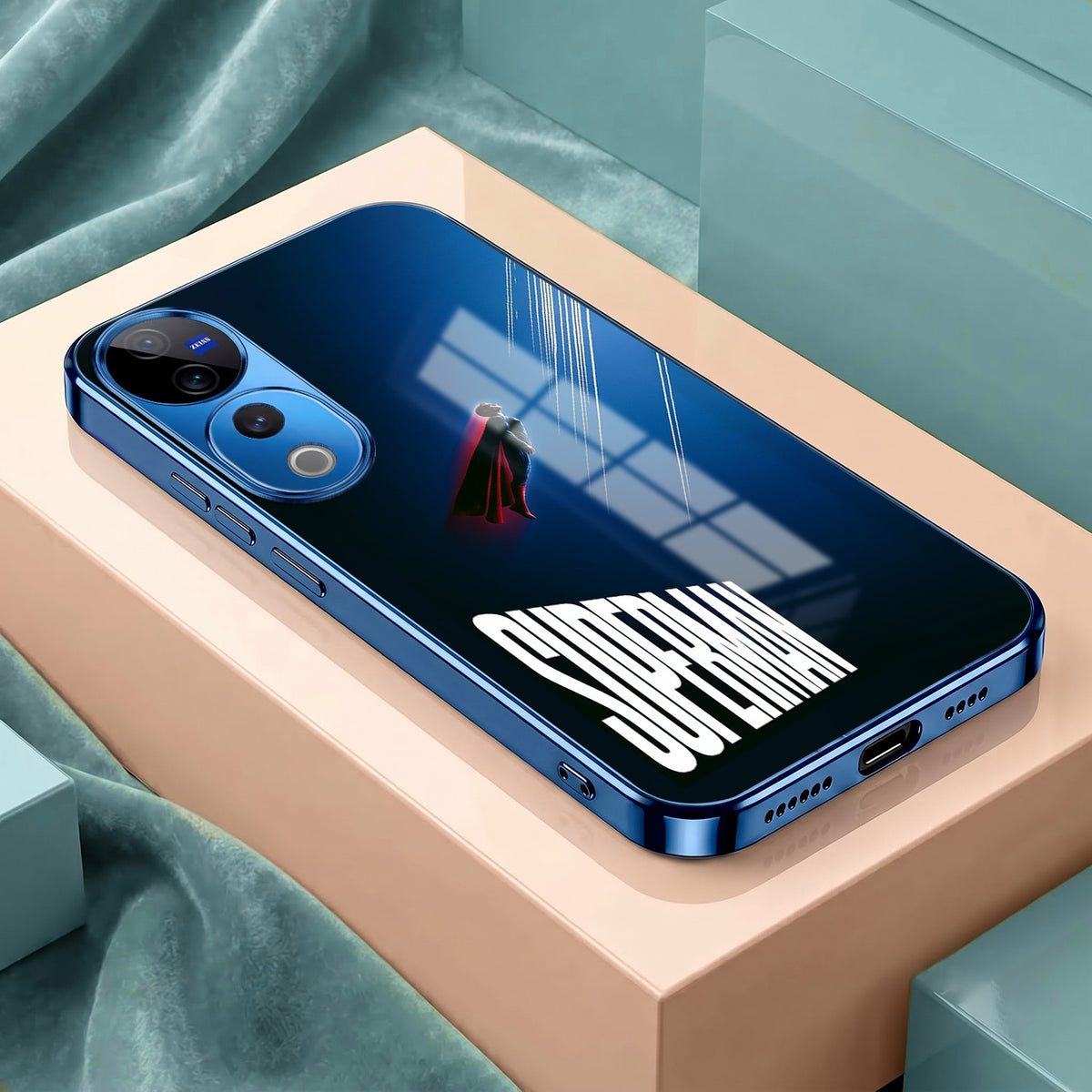 Vivo V40 Pro 5G Superman Blue Electroplated Glass Phone Back Case
