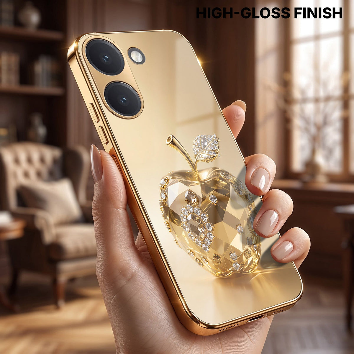 Poco X8 Pro 5G Golden Apple Gold Electroplated Glass Phone Back Case