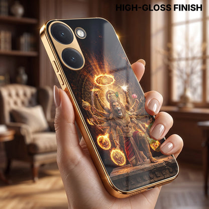 Poco X8 Pro 5G Lord Narasimha Gold Electroplated Glass Phone Back Case