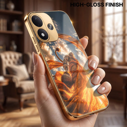 Redmi Note 17 5G Divine Hanuman Gold Electroplated Glass Phone Back Case