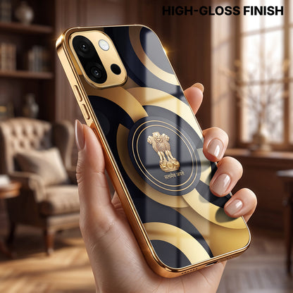 OnePlus 13s 5G Royal Emblem Gold Electroplated Glass Phone Back Case