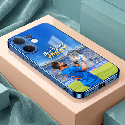 Vivo V60 5G Born TO Make History Blue Electroplated Glass Phone Back Case