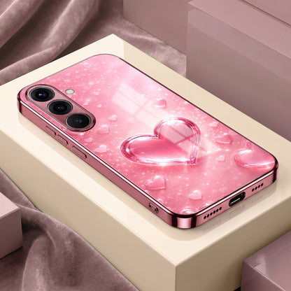 Samsung Galaxy A56 5G Luxury 3D Jelly Heart Pink Electroplated Glass Phone Back Case