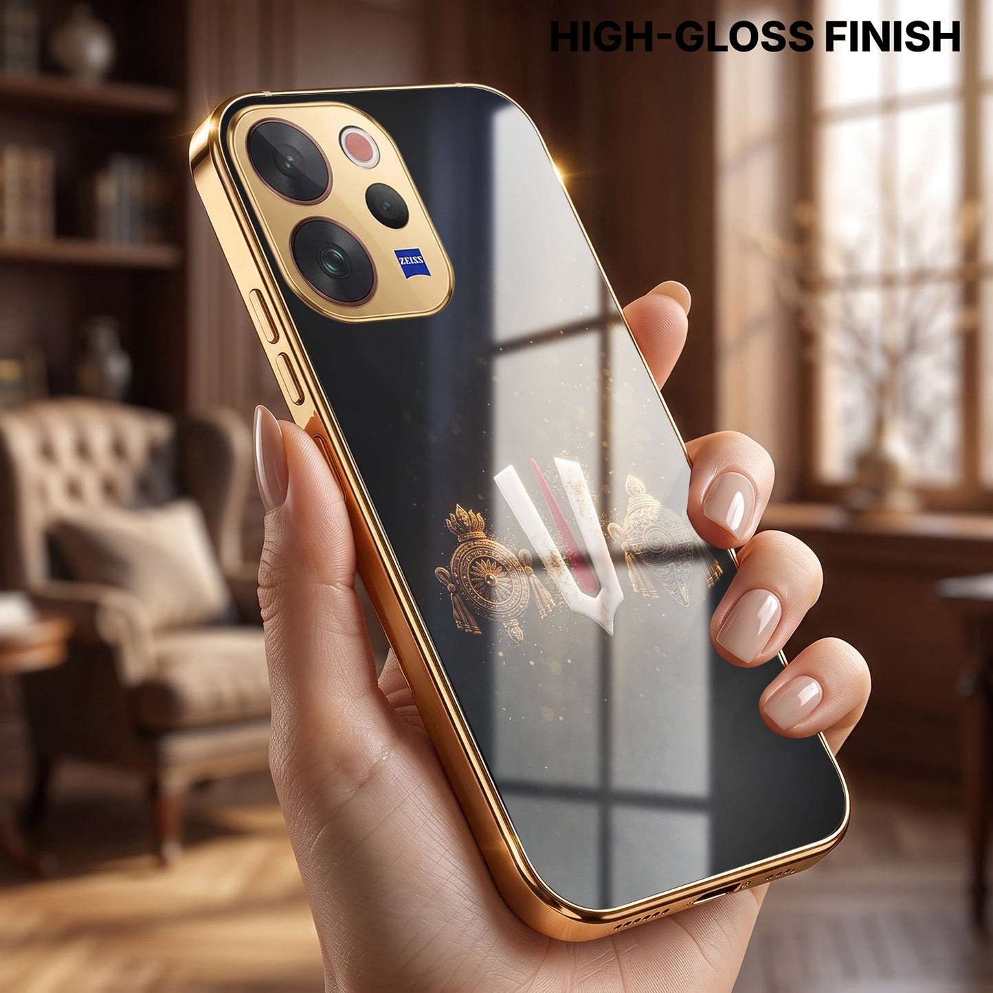 Vivo V70 5G Royal Heritage Edition Gold Electroplated Glass Phone Back Case