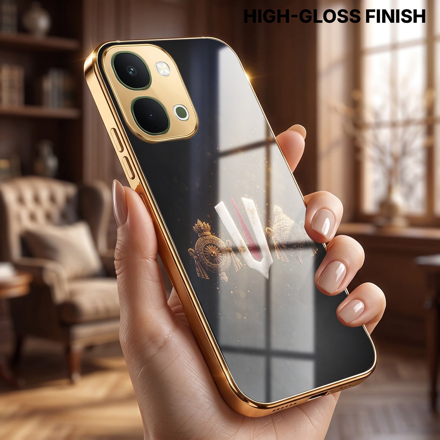 Vivo T5x 5G Royal Heritage Edition Gold Electroplated Glass Phone Back Case