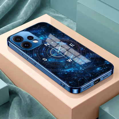 Oppo Reno 15 5G Astral Compass Blue Electroplated Glass Phone Back Case