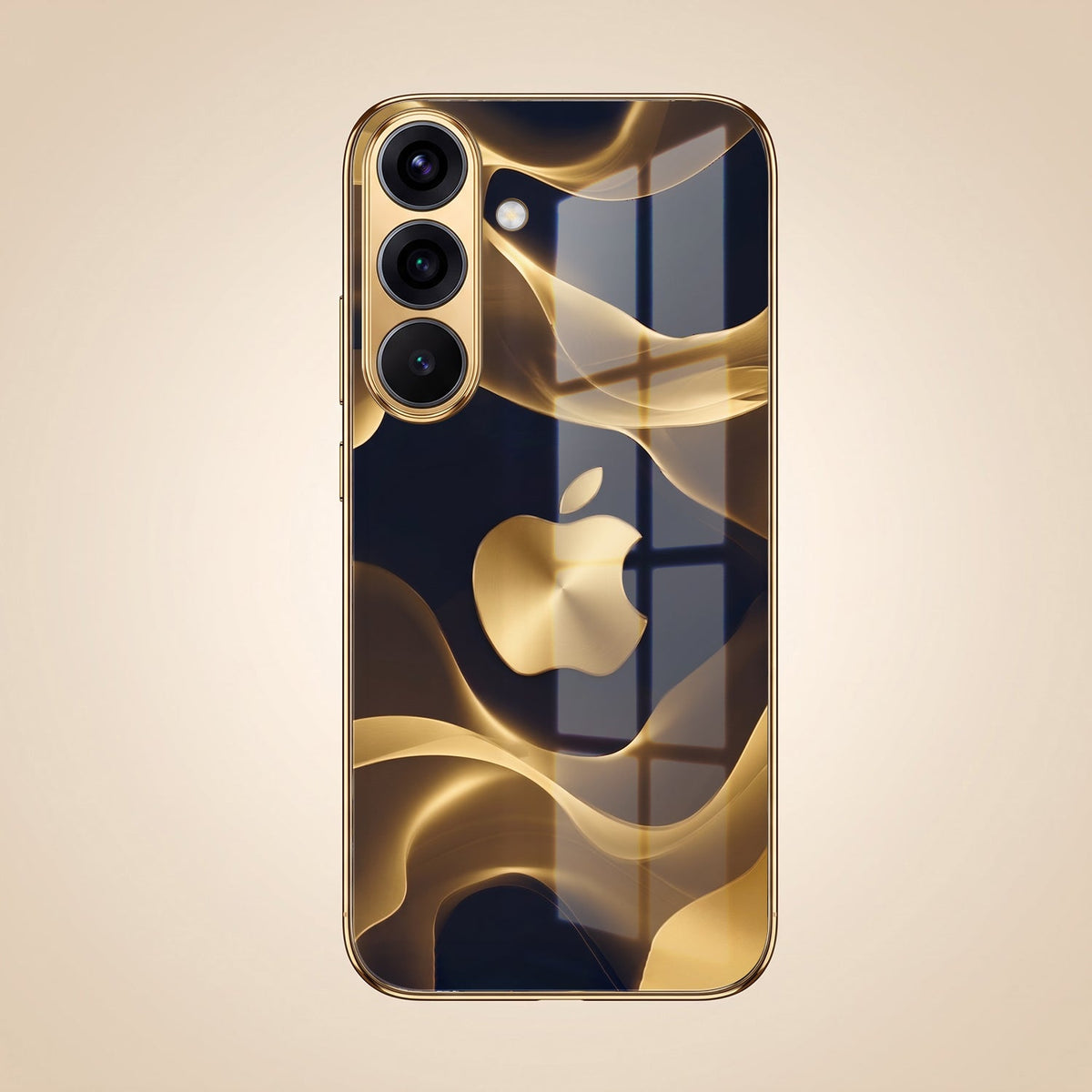 Samsung Galaxy A56 5G Luxury Wave Gold Electroplated Glass Phone Back Case