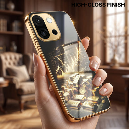 OnePlus 13s 5G Luxury Wealth Trader Gold Electroplated Glass Phone Back Case