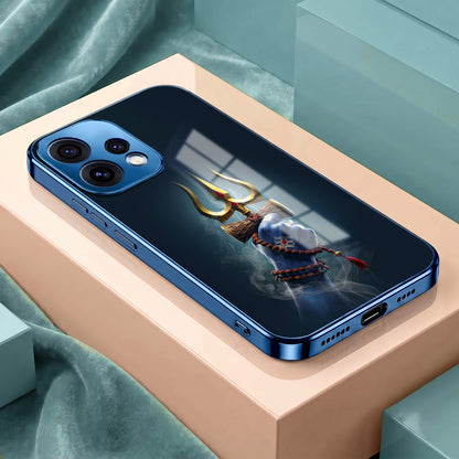 Oppo Reno 15 5G Divine Shiva Trisul Blue Electroplated Glass Phone Back Case